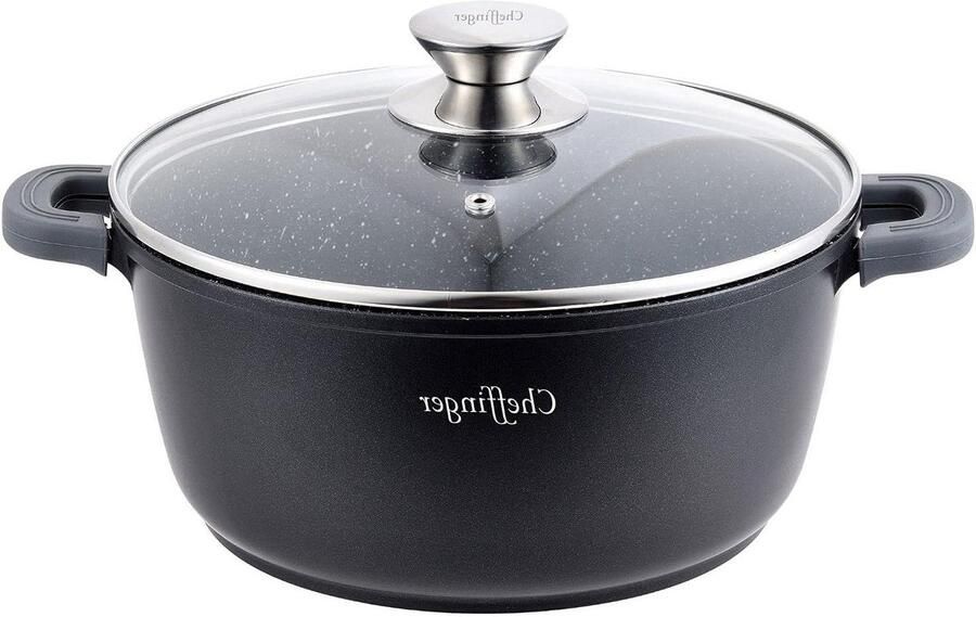 Gegoten Aluminium Kookpan Soeppan Stoofpan Heerlijke Gerechten Maken Marmeren Anti-aanbaklaag Ø 32 cm Zwart