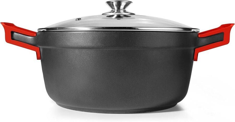 Gegoten Aluminium Pan Antiaanbak Koekenpan Inductie Koken Volledige Inductie Bodem 24 cm Diameter Zwart