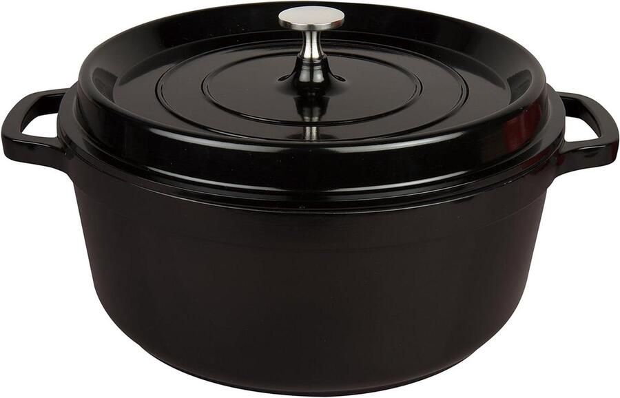 Gegoten Aluminium Pan Braadpan Maaltijden Bereiden Lichtgewicht Ontwerp 7 Quart Zwart