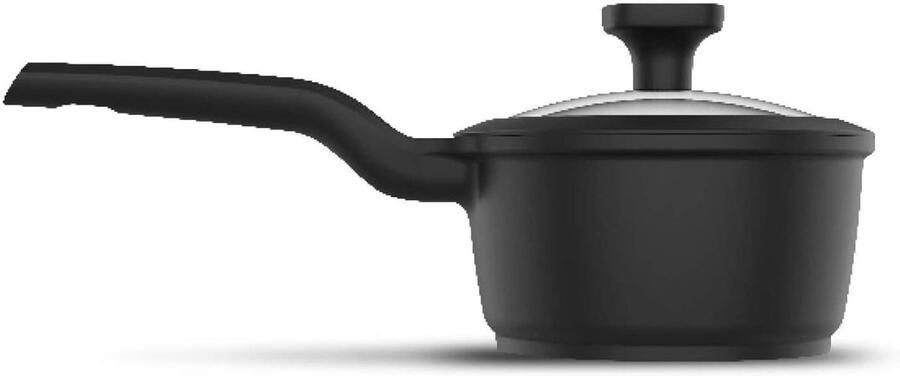 Gegoten Aluminium Pan Casserole Schotel Koken en Bakken 6-Laags Anti-aanbaklaag 18 cm Zwart