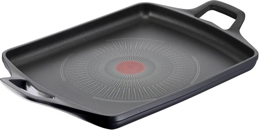 Gegoten Aluminium Pan Grillplaat Gezond Koken Thermo-Signal Indicator 26x32 cm Zwart