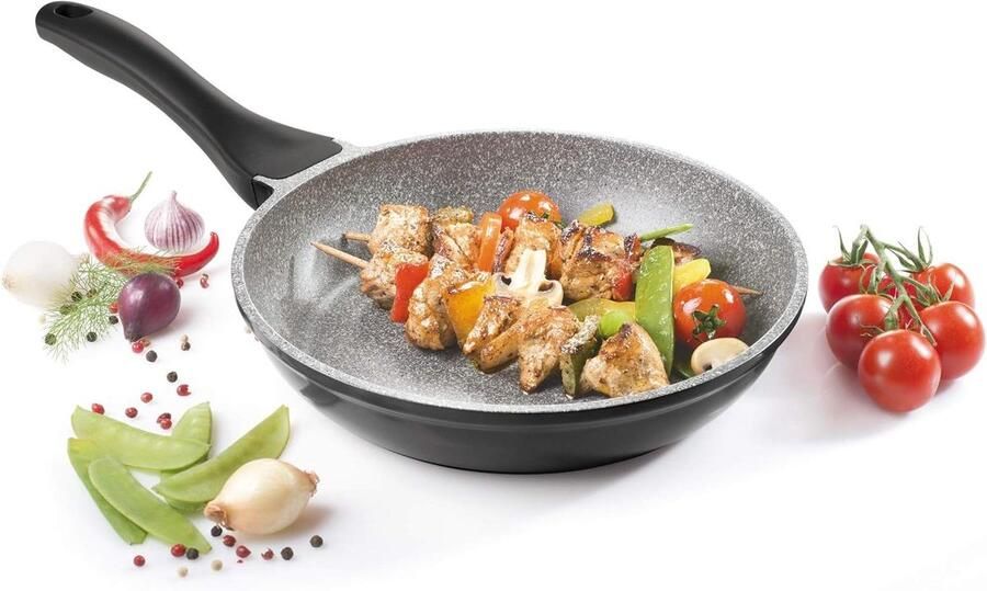 Gegoten Aluminium Pan Koekenpan Braadpan Gezond Koken Duurzame Antiaanbaklaag 24 cm Zwart