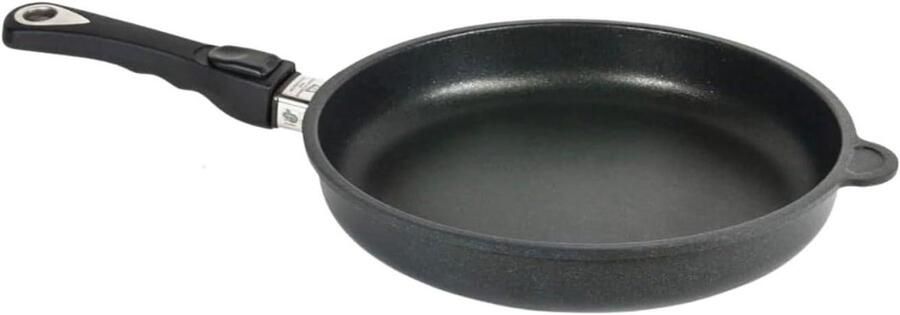 Gegoten Aluminium Pan Koekenpan Braadpan Professioneel Koken Afneembare Steel Ruimtebesparend 28 cm Diameter Zwart