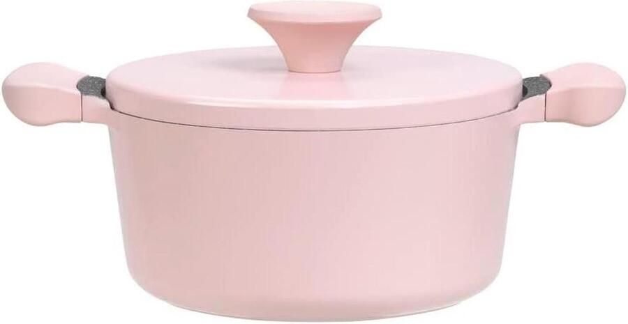 Gegoten Aluminium Pan Kookpan Melkpan Langzaam Garen Antiaanbaklaag Marmer 20 cm Roze