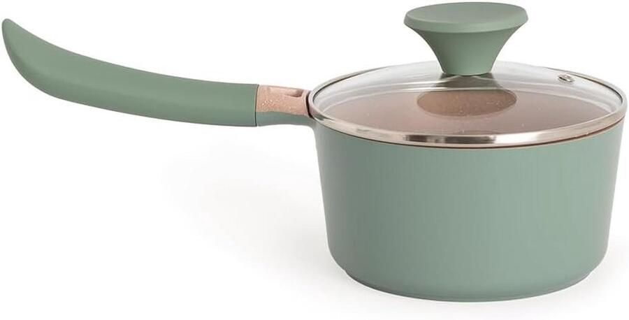 Gegoten Aluminium Pan Kookpan Steelpan Dagelijks Koken Keramische Antiaanbaklaag 16 cm 1.4 L Salie Groen