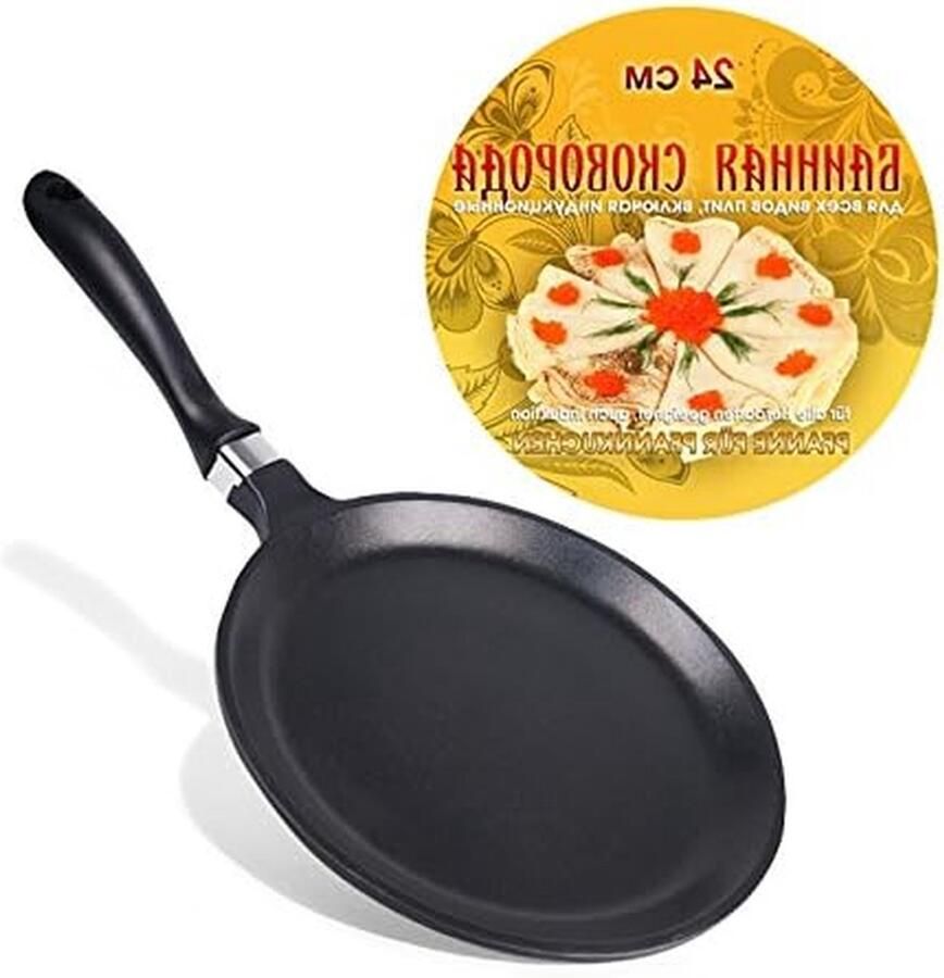 Gegoten Aluminium Pan Pannenkoekenpan Koekenpan Omeletten Bakken Antikleef 24 cm Zwart