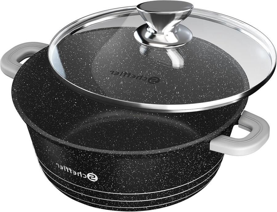 Gegoten Aluminium Pan Stoofpan Braadpan Maaltijden Bereiden Anti-aanbaklaag 28 cm Zwart