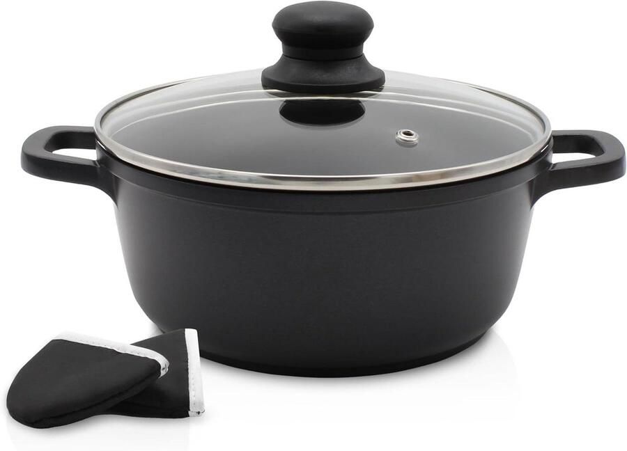 Gegoten Aluminium Pan Vleespan Kookpan Gezond Koken Hoogwaardige Antiaanbaklaag 16 cm Zwart