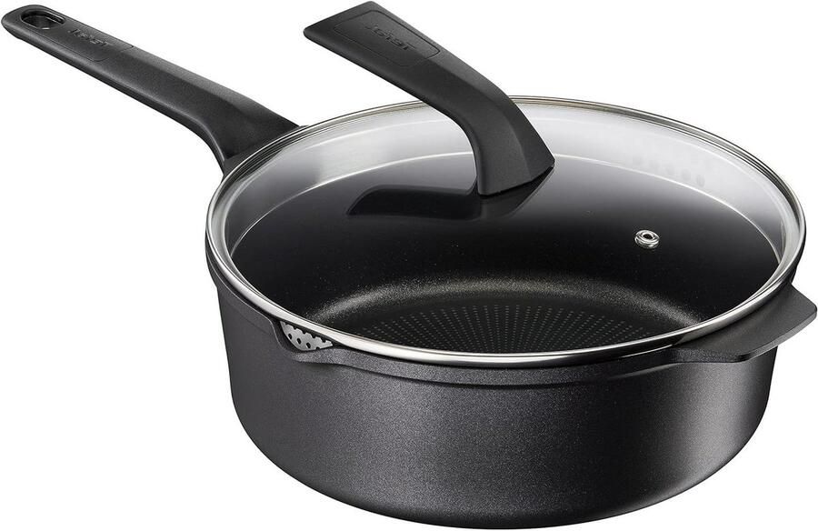 Gegoten Aluminium Stoofpan Braadpan met Deksel Langzaam Garen Thermo-Signal Technologie 26 cm Zwart