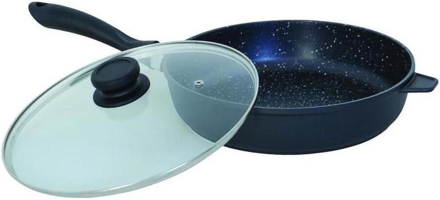 Gegoten Aluminium Stoofpan Met Steen Coating Gezond Koken Anti-aanbaklaag 24 cm Zwart