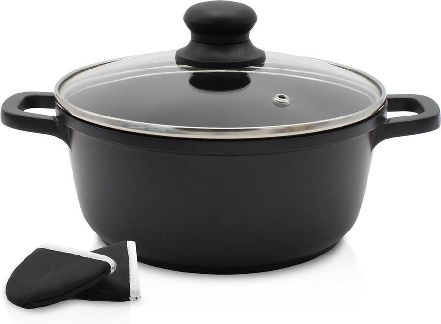 Gegoten Aluminium Vleespan Braadpan Koekenpan Gelijkmatig Braadresultaat Duurzame Anti-aanbaklaag 20 cm Zwart