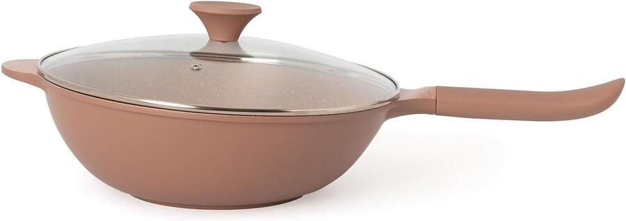 Gegoten Aluminium Wok Roerbakpan Gezond Koken Keramische Antiaanbaklaag Ø 32 cm Zwart