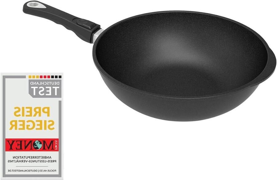 Gegoten Aluminium Wok Wokpan Koekenpan Professioneel Koken Afneembare Steel 32 cm Zwart