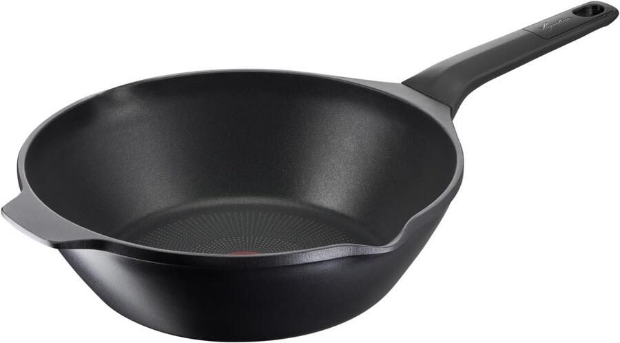 Gegoten Aluminium Wok Roerbakpan Gezond Koken Titanium Versterkte Coating 28 cm Zwart