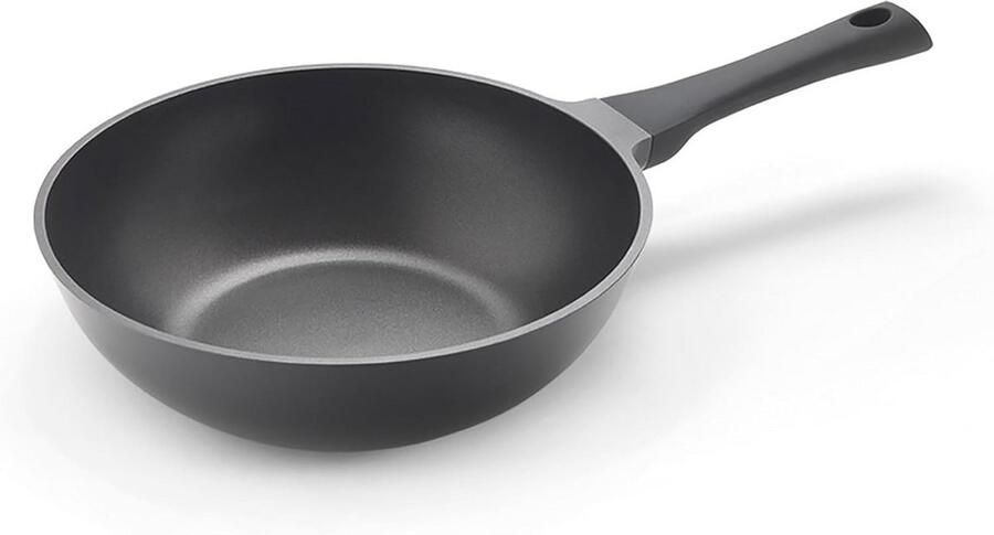Gegoten Aluminium Wokpan Roerbakpan Snel Koken Antiaanbaklaag 28 cm Zwart