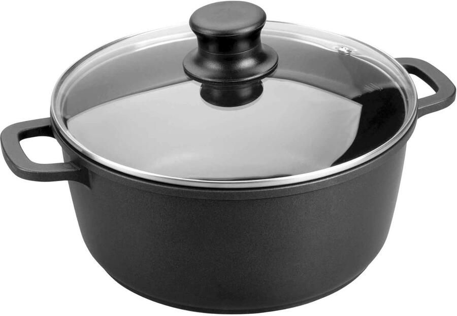 Gegoten Braadpan Aluminium Pan Koken aanbraden Bestand tegen vervorming 30 cm Zwart
