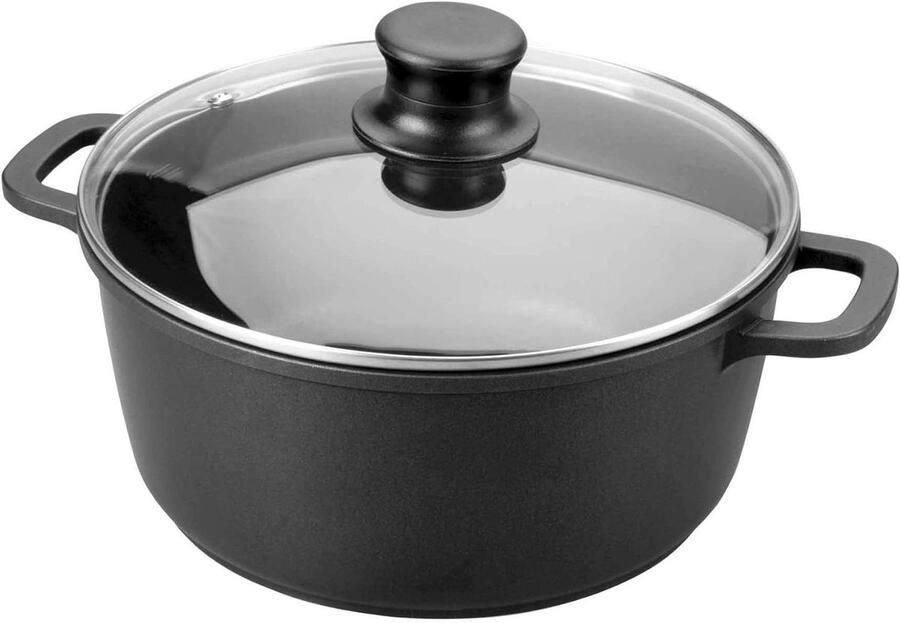 Gegoten Braadpan Aluminium Pan Lange Maaltijden Maken Uit Eén Stuk 30 cm Diameter Zwart