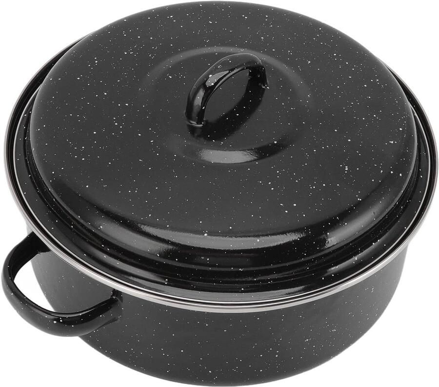 Gegoten Braadpan Gegoten Pan Deksel Gezond Koken Antiaanbak Emaille 26CM Zwart