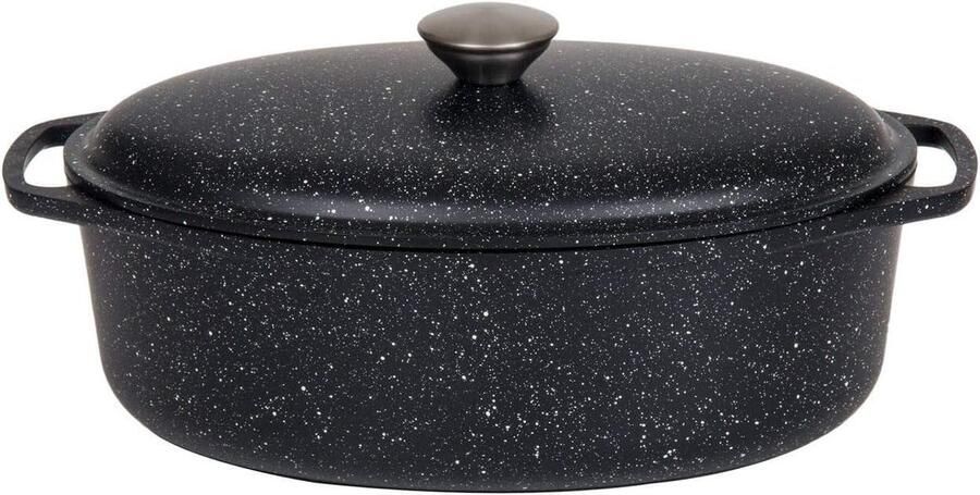 Gegoten Braadpan Stoofpan Deksel Gezond Koken Antiaanbaklaag 4 Liter Stone Look