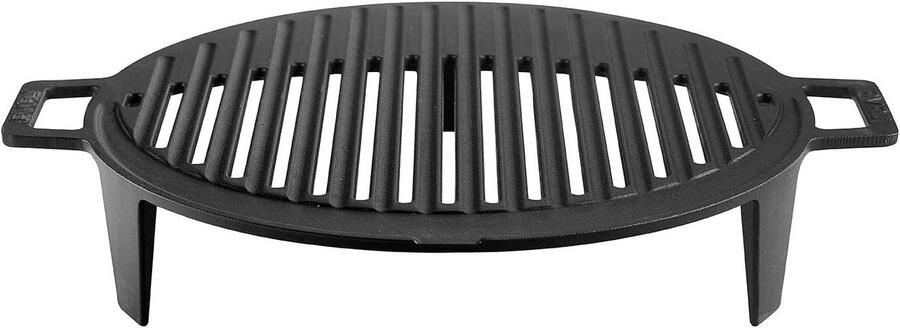 Gegoten Grillpan Gietijzeren Pan Vlees Grillen Non-stick Oppervlak 37 cm Rond Zwart