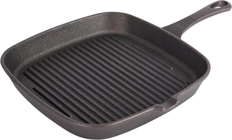 Gegoten Grillpan Ribbelpan Gegrilde Gerechten Natuurlijk Anti-aanbak 23 cm Zwart