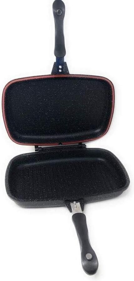 Gegoten Grillpan Steakpan Koekenpan Gezond Grillen Dubbele Anti-aanbaklaag 36 cm Diameter Zwart