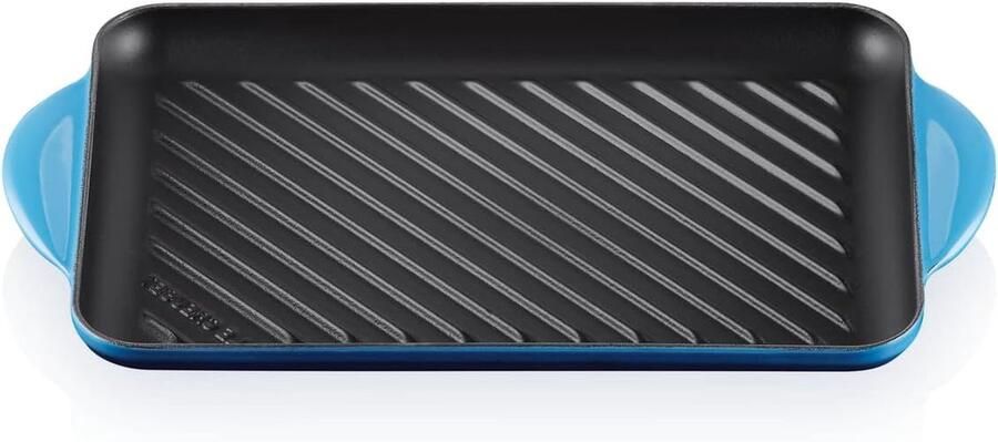 Gegoten Grillplaat Grillpan Bakplaat Vetarm Grillen Geribbelde Bakbodem 32.5 cm Azuur