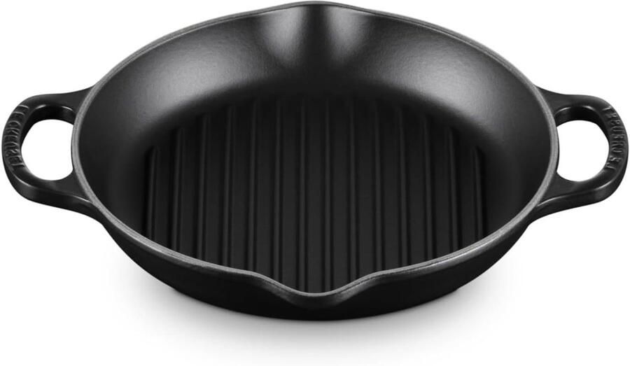 Gegoten IJzer Grillpan Grillplaat Ronde Pan Vlees Grillen Ribbelbodem 25 cm Mat Zwart