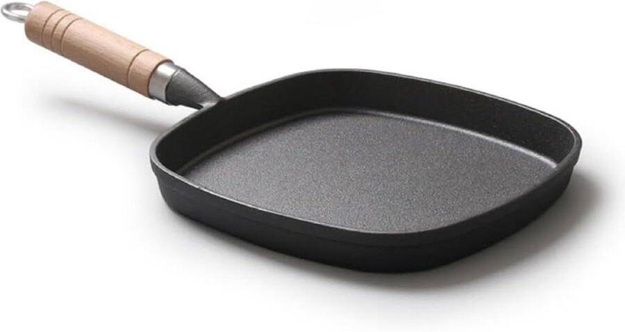 Gegoten Ijzeren Bakplaat Grill Pan Plaat Koken en Bakken Gladde Afwerking 22 cm Zwart