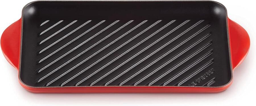 Gegoten IJzeren Grillplaat Rechthoekige Grillpan Vetarm Koken Geribbelde Bakbodem 325 cm Kersenrood