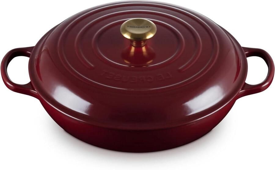 Gegoten IJzeren Steelpan Braadpan Stoofpan Langzaam Garen Geëmailleerde Afwerking 30 cm Diameter Rhone