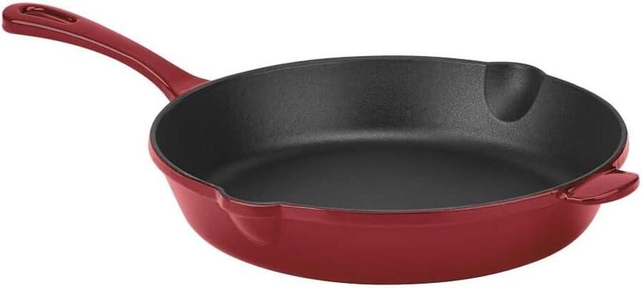 Gegoten Koekenpan Gietijzeren Pan Kookpan Koken en Serveren Gelijkmatige Warmteverdeling 24 cm Kardinaal Rood