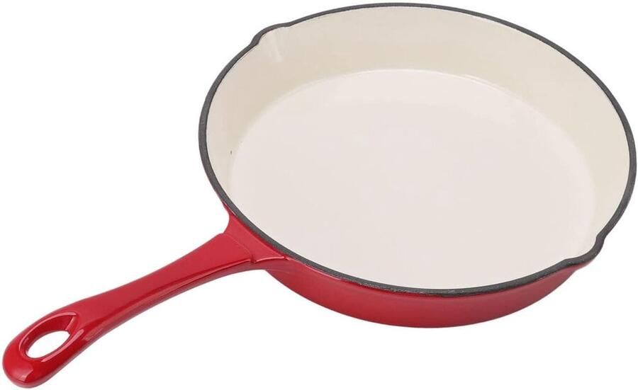 Gegoten Koekenpan Platte Pot Thuis Koken Verstevigd Handvat 25 cm Rood