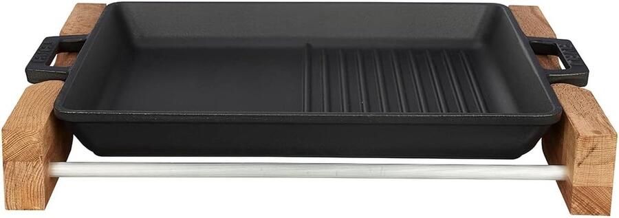 Gegoten Pan Grillplaat Koekenpan Gerechten Bereiden Antiaanbaklaag 26 x 32 cm Zwart