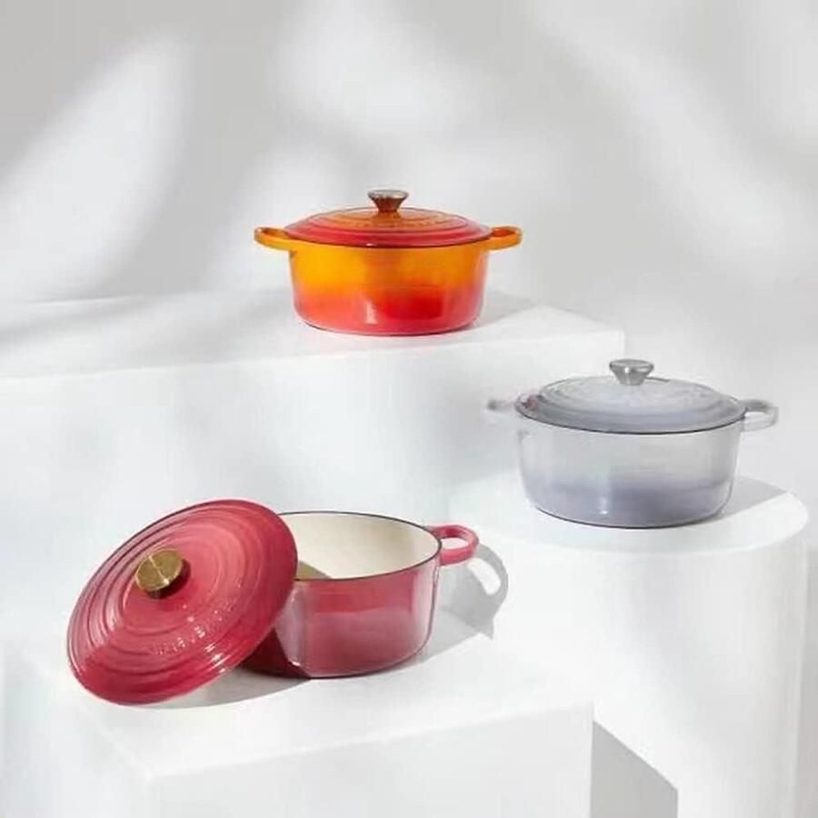 Gegoten Pan Stoofpot Emaille Langzaam Koken Gelijkmatige Warmte 4.2 Liter Grijs
