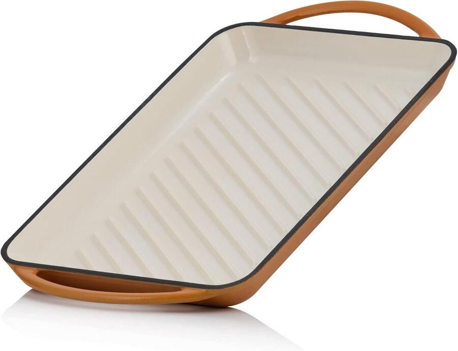 Gegoten Plaat Grillpan Koekenpan Vlees Grillen Gegoten Ijzer 39.5 cm Oranje