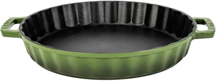 Gegoten Ronde Pan Braad en Bak Oven en Fornuis Hittebehoud & Gelijkmatige Verdeling Diameter 30cm Groen