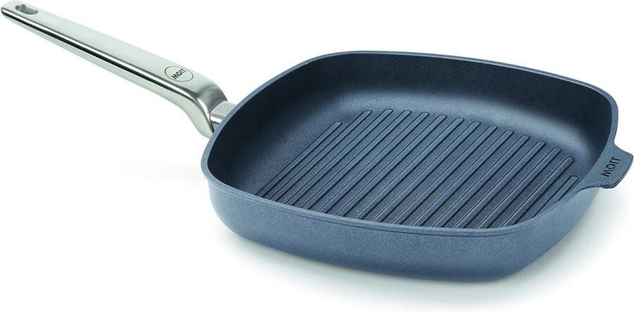 Gegoten Steakpan Grillpan Vierkant Lekker Grillen 5-Laags Diamant Zegel 28x28 cm Zwart