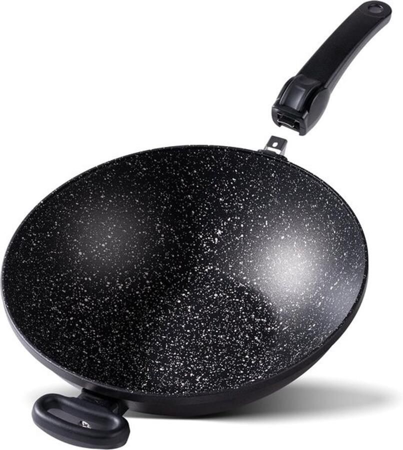 Gegoten Wokpan Roerbakpan Diep Snel Koken Afneembare Handgreep 32 cm Diameter
