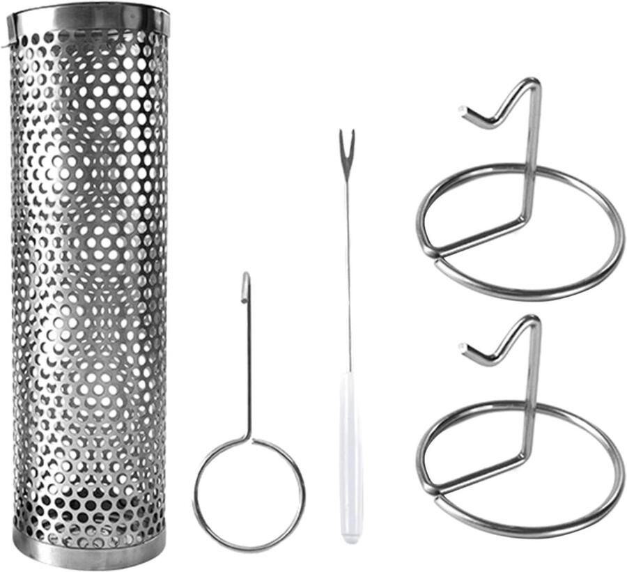 Gegrilde Groentemand Rollende Braadmand Buiten Koken 360 Graden Draaibaar 31.7 x 9.8 x 9.6 cm Zilver