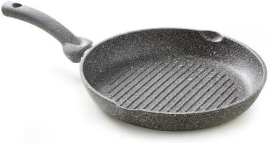 Grillpan Koekenpan Lekker Grillen Steen Coating 28 cm Zwart