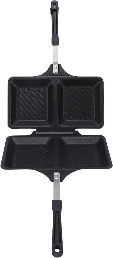 Gegrilde Sandwichmaker Broodrooster Panini Ontbijt Lunch Maken Dubbelzijdig Grillen 25 x 14 cm Zwart