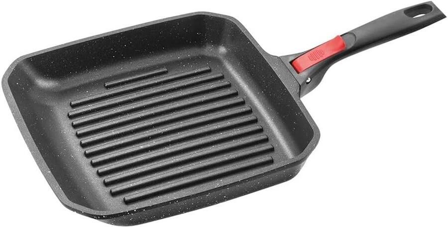 Gegroefde Grillpan 26 cm met Afneembare Handgreep Geschikt voor Alle Warmtebronnen inclusief Inductie