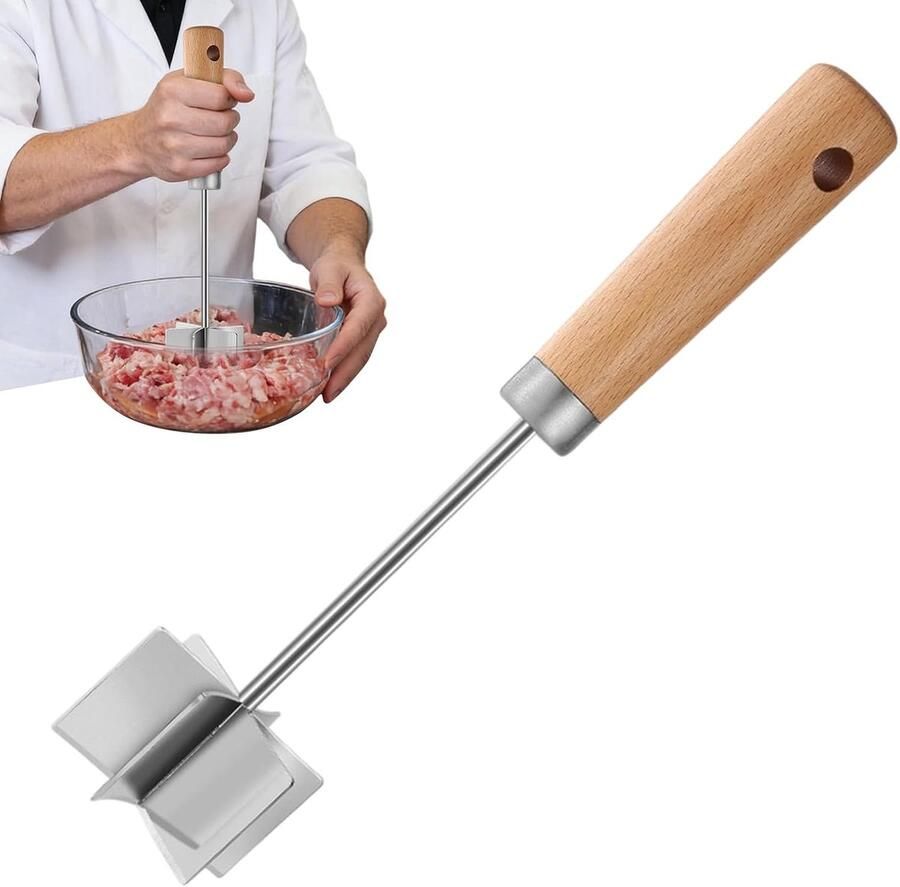 Gehakt Hakker Groentehakker RVS Worstjes Burgers Maken Hittebestendige Handgreep 28 x 7.5 x 7.5 cm