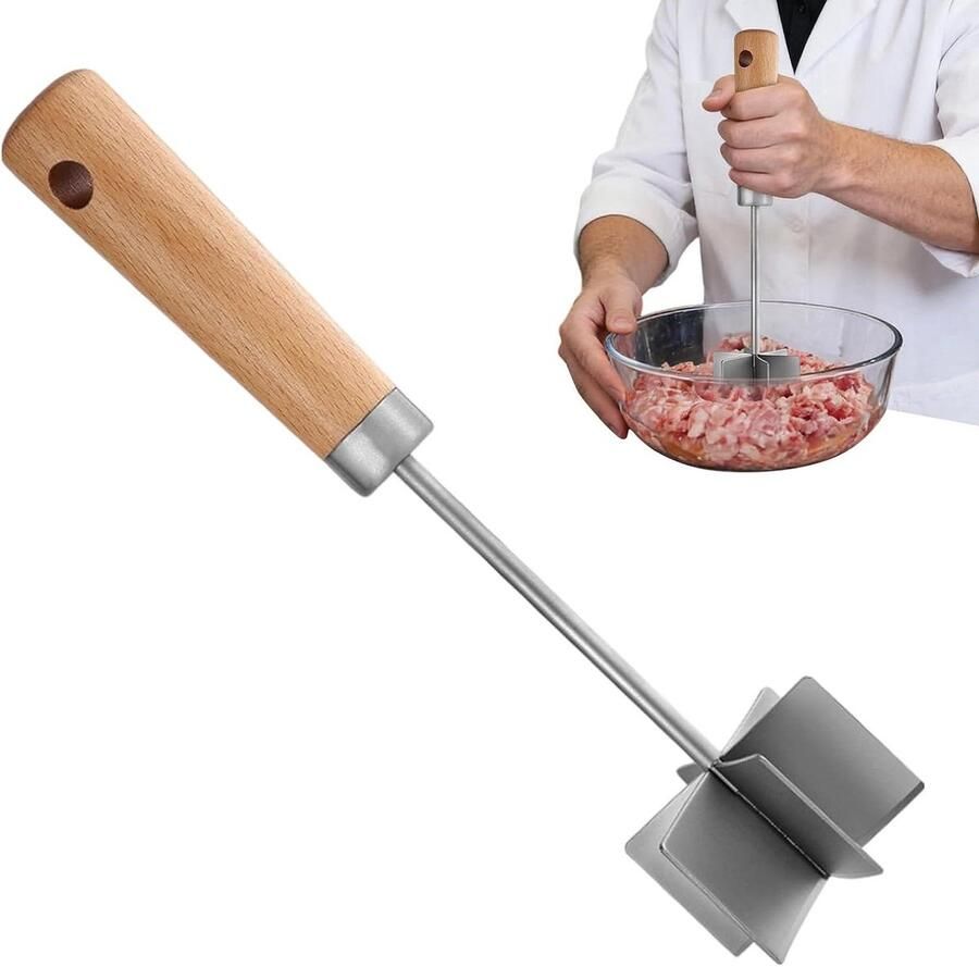 Gehakt Hakker Groentehakker RVS Worstjes Burgers Maken Hittebestendige Handgreep 28 x 7.5 x 7.5 cm