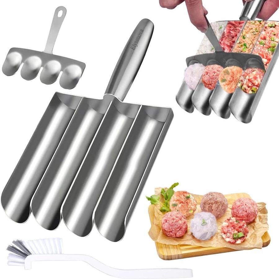 Gehaktbal Maker Keuken Tool Snel Ballen Maken Verbeterd Ontwerp 450 Gram Zilver