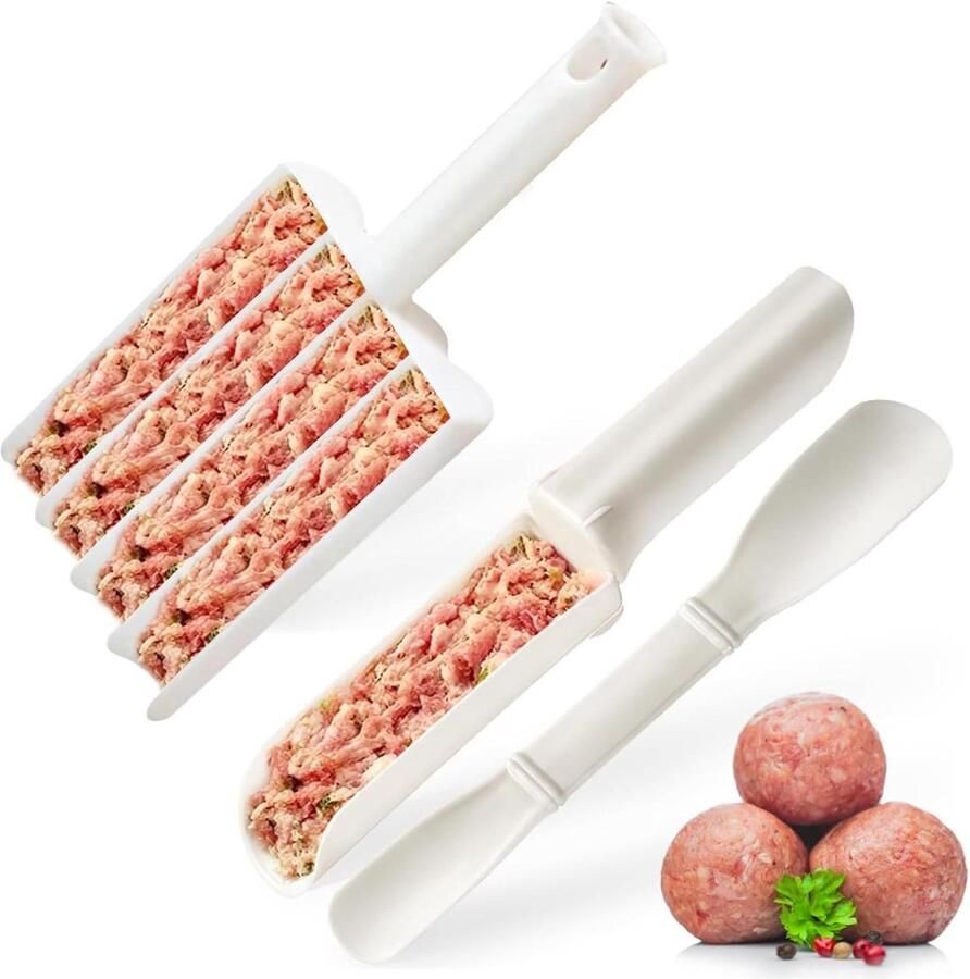 Gehaktbal Maker Set Gehaktbal Schep Snel Gehaktballen Maken 4-in-1 Ontwerp 2 Stuks Wit