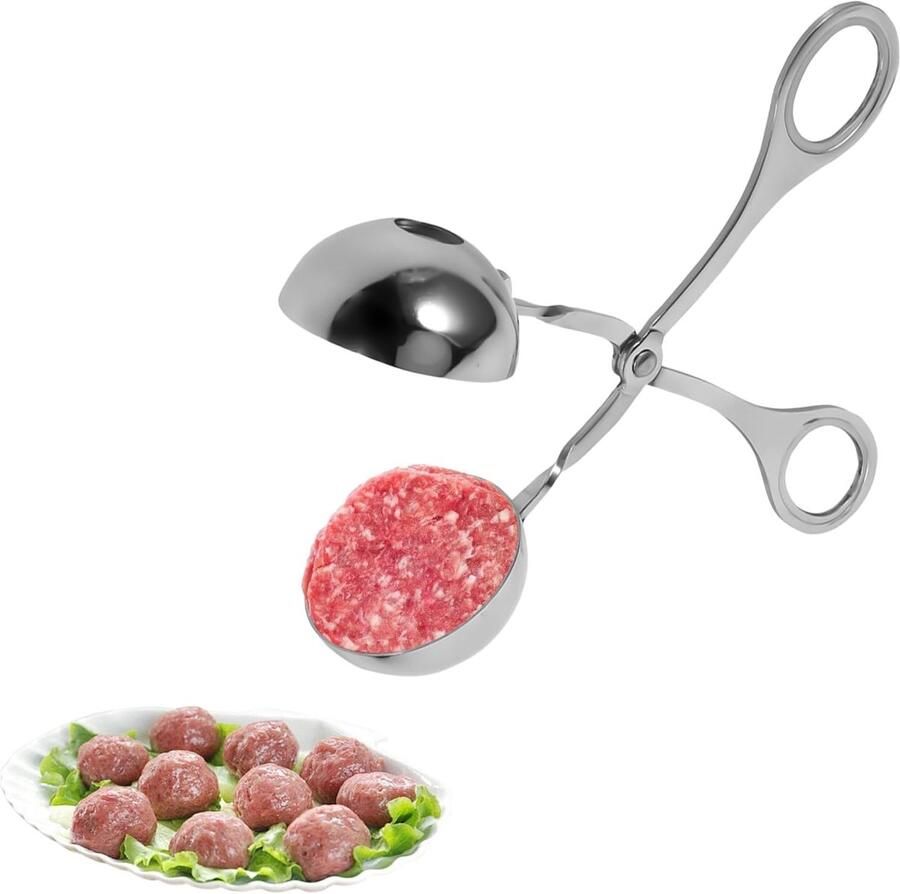 Gehaktbal Maker Vleesbal Tang Keuken Gereedschap Roestvrij Staal 18 x 8 x 4 cm Zilver