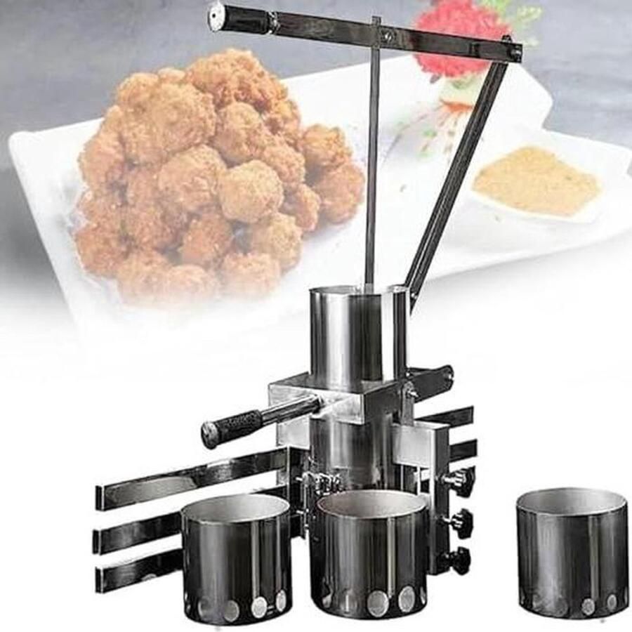 Gehaktbalmaker Roestvrijstaal Kroket Formpje Vlees Grote Porties Maken 3 Verschillende Maten 12 Liter Capaciteit Zilver