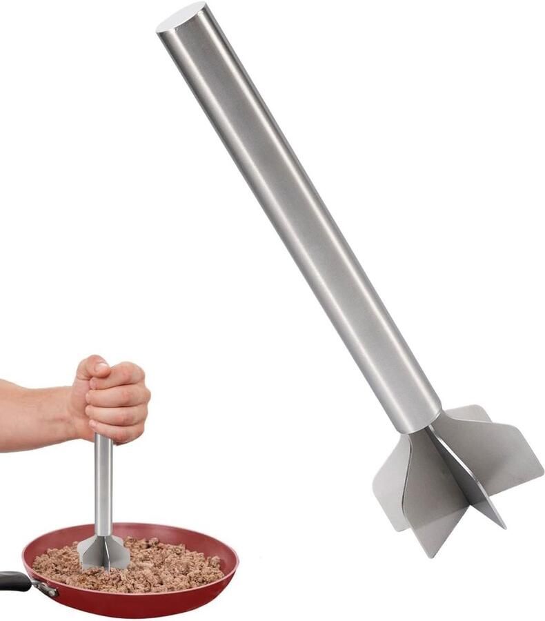 Gehaktmenger Handgereedschap Vleesmolen Keuken Maaltijd Bereiding Hittebestendige Steel 7x25 cm Zilverkleurig